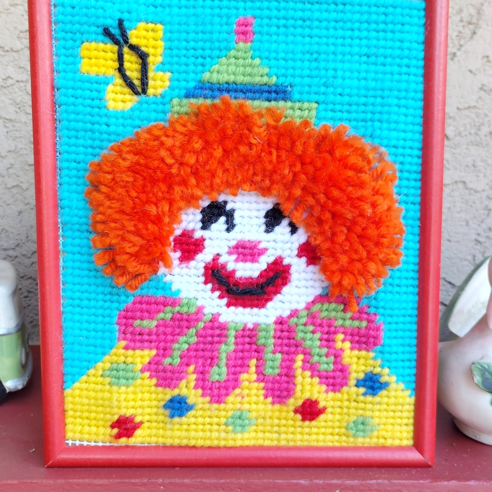 Colorful Clown Needlepoint Art